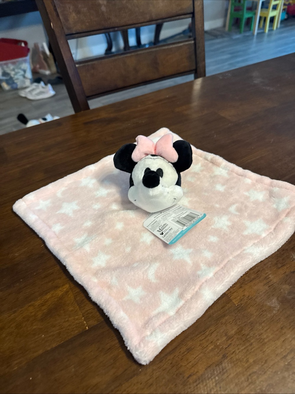 Plush Minnie Mouse Pink Star Lovey Blanket - Kids Comfort Toy